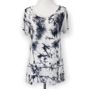 AVA JAMES Black and White Tie Dye Top